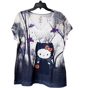 HELLO KITTY Halloween Vampire Gothic Trick or Treat Juniors T-shirt